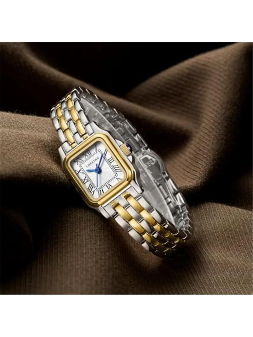 Gold Watches for Women with Small Vintage Bracelet, Rectangular Case